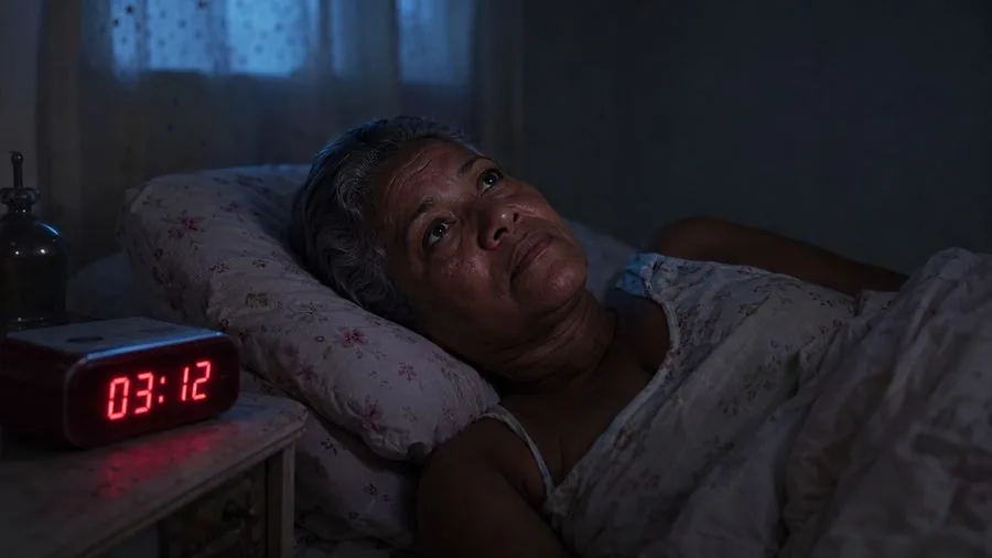 Mulher acordada às 3h preocupada
